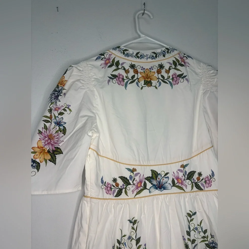 Farm Rio NWT SWEET BLOOM DREAMSCAPE OFF WHITE MINI DRESS SZ MEDIUM - Picture 10 of 11